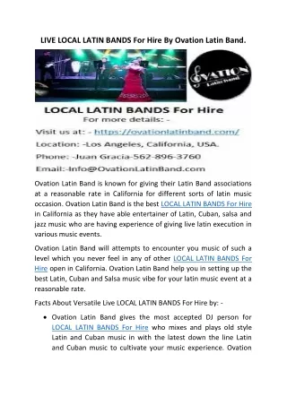 LOCAL LATIN BANDS For Hire
