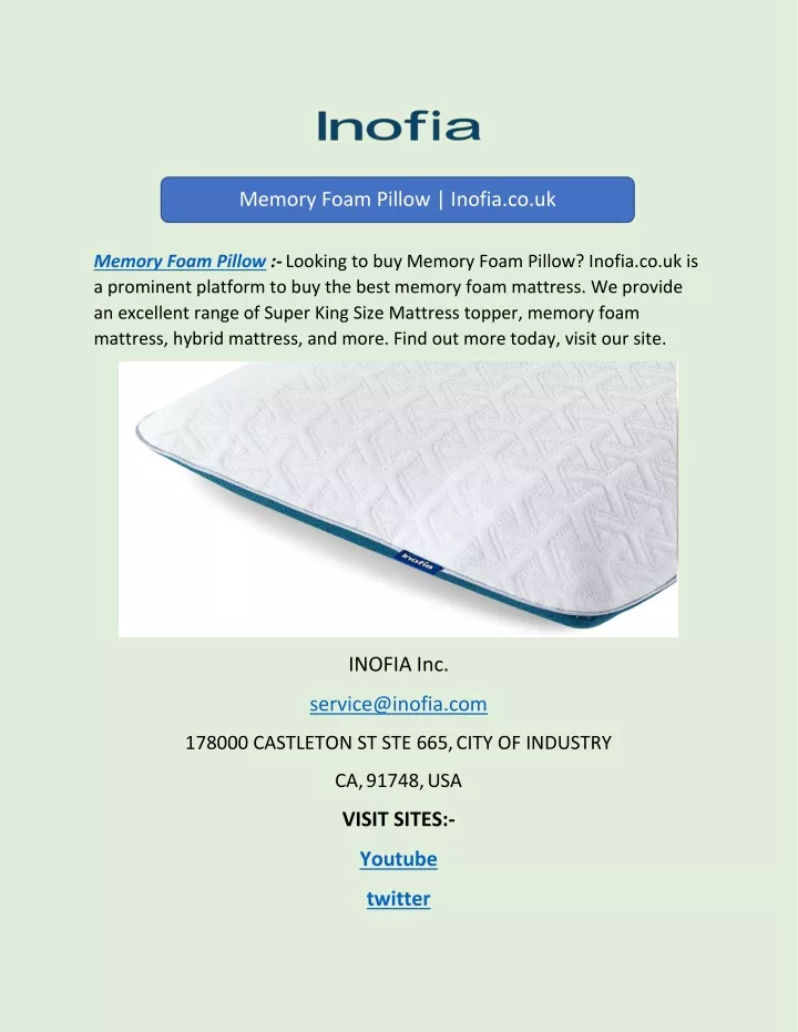 memory foam pillow inofia co uk