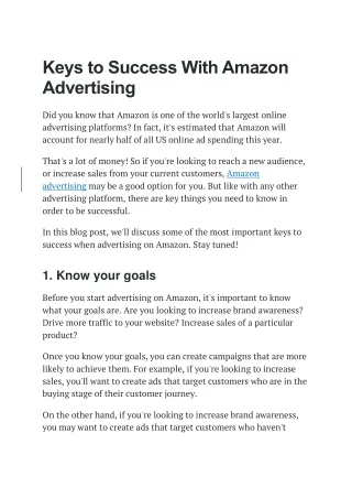 keys to success with amazon advertising