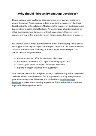 why should i hire an iphone app developer