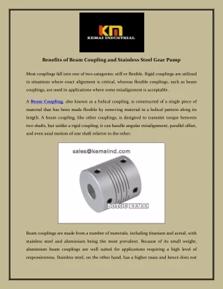 Benefits of Beam Coupling and Stainless Steel Gear Pump