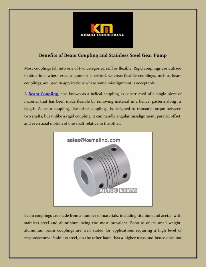 benefits of beam coupling and stainless steel