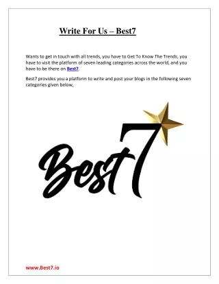 Write For Us - Best7.io
