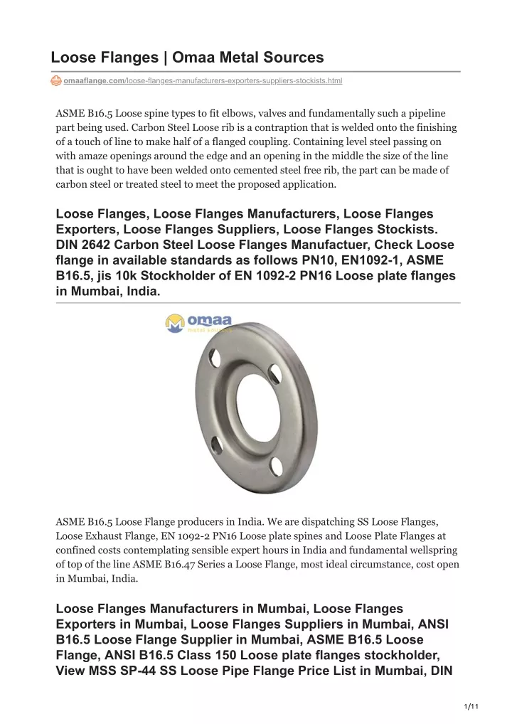 loose flanges omaa metal sources