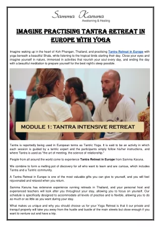 Tantra Retreat in Europe