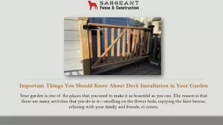 Deck Installations Service | Sargeant Fence & Constructions