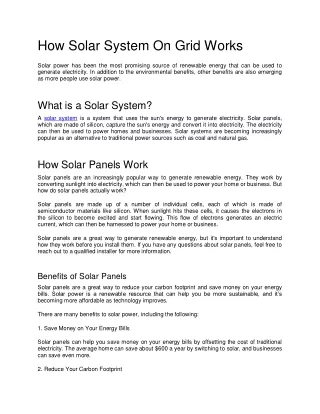 how solar system on grid works solar power
