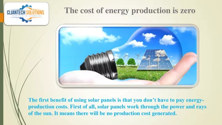 the cost of energy production is zero