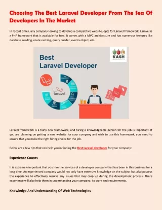 Choosing The Best Laravel Developer From The Sea Of Developers In The Market