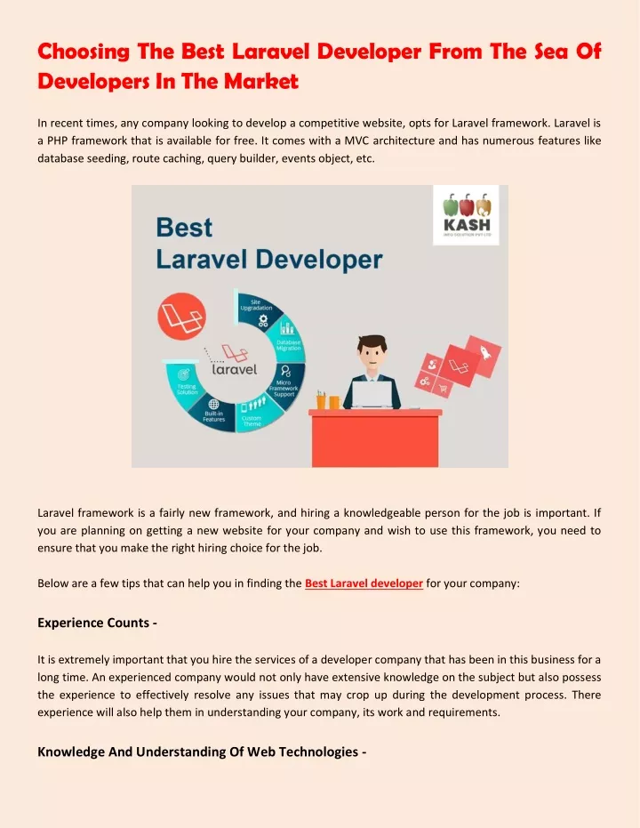 PPT - Choosing The Best Laravel Developer From The Sea Of Developers In ...