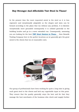 Buy Stronger And Affordable Tmt Steel In Thane