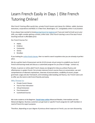 learn french easily in days elite french tutoring