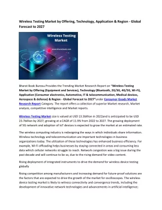 wireless testing market by offering technology