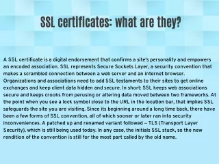 ssl certificates what are they