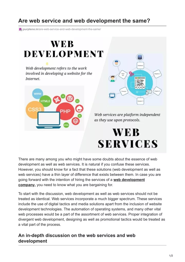 are web service and web development the same