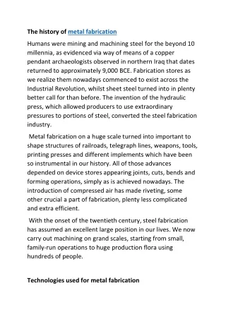The history of metal fabrication