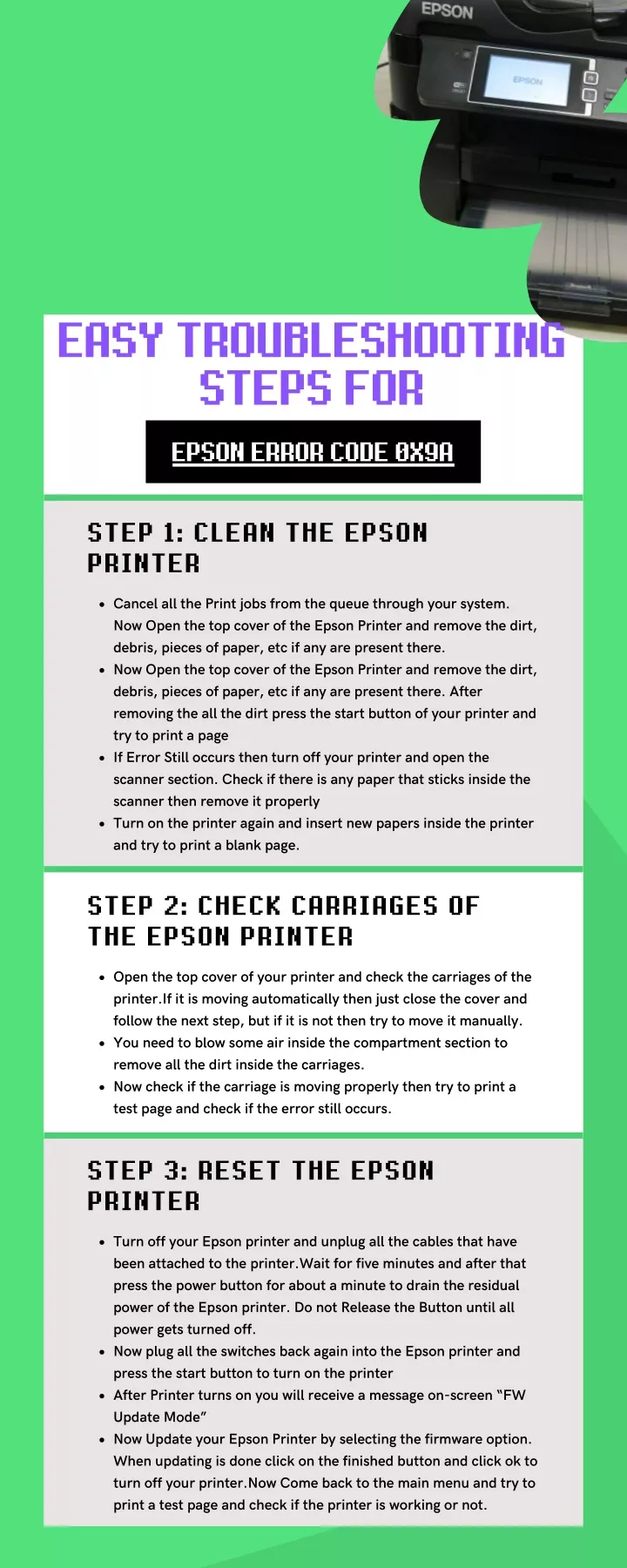 easy troubleshooting steps for epson error code