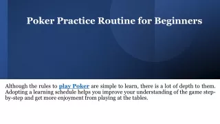 Poker Practice Routine for Beginners