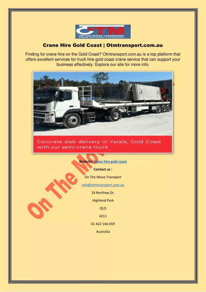 crane hire gold coast otmtransport com au