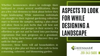 Aspects To Look For While Designing A Landscape