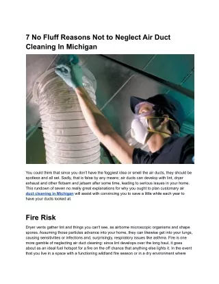 7 No Fluff Reasons Not to Neglect Air Duct Cleaning In Michigan 24.06.2022