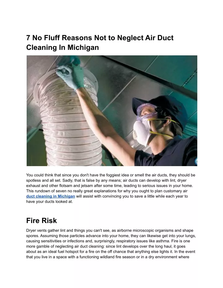 7 no fluff reasons not to neglect air duct