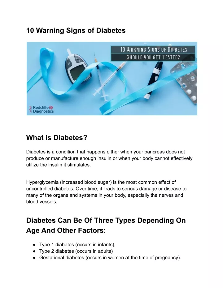 10 warning signs of diabetes