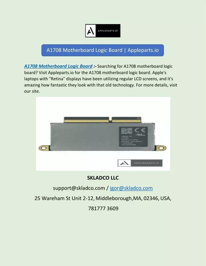 a1708 motherboard logic board appleparts io