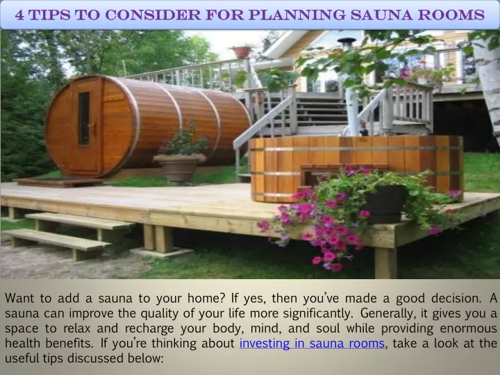 4 tips to consider for planning sauna rooms