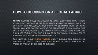 how to deciding on a floral fabric