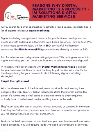 Digital Marketing Company in Bangalore  | IM Solutions