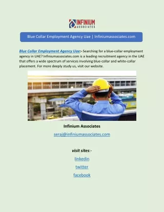 Blue Collar Employment Agency Uae | Infiniumassociates.com