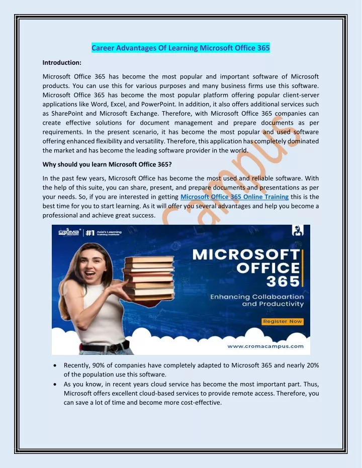 career advantages of learning microsoft office 365