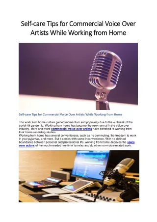 Commercial Voice Over Actors
