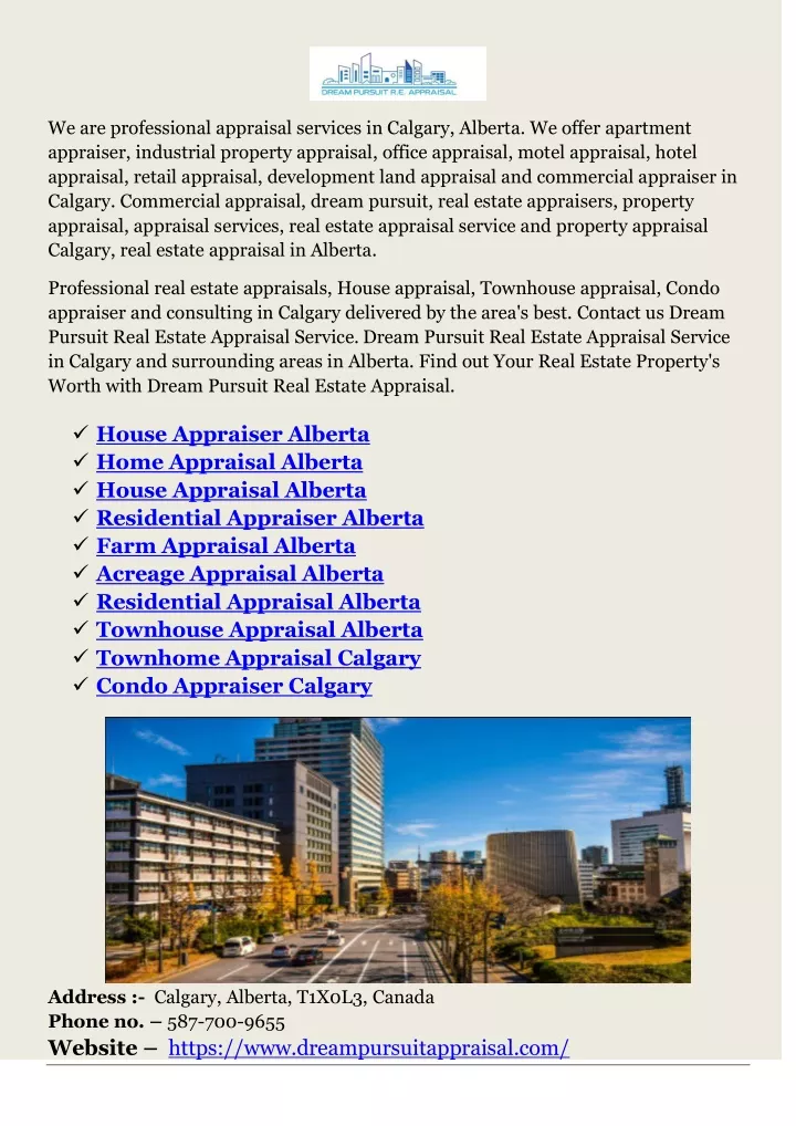 we are professional appraisal services in calgary