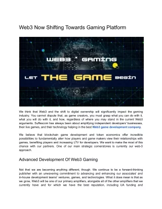 Web3 Now Shifting Towards Gaming Platform
