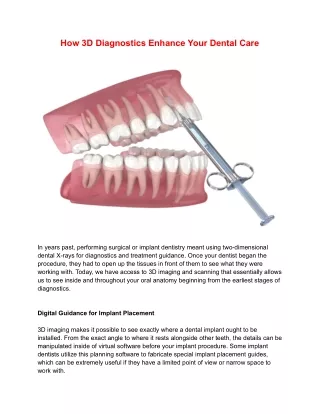 How 3D Diagnostics Enhance Your Dental Care