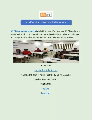 Ielts Coaching In Janakpuri | Ieltsfirst.com