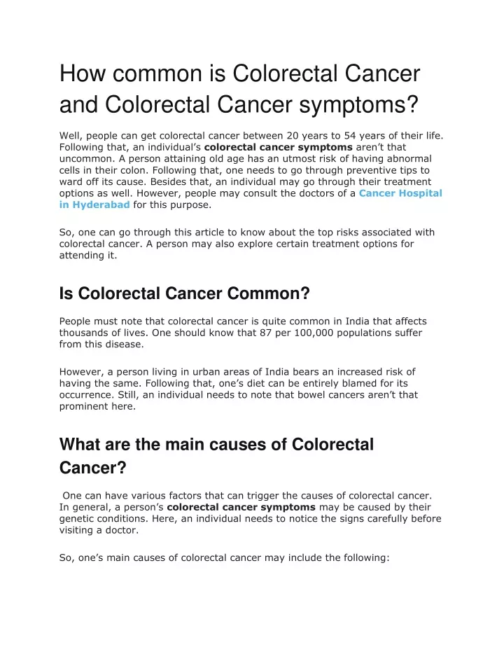 how common is colorectal cancer and colorectal