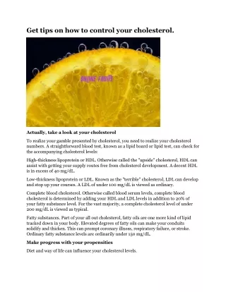 get tips on how to control your cholesterol