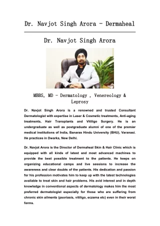 Dr. Navjot Singh Arora - Dermaheal