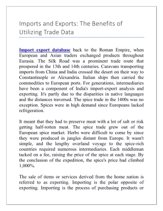 imports and exports the benefits of utilizing