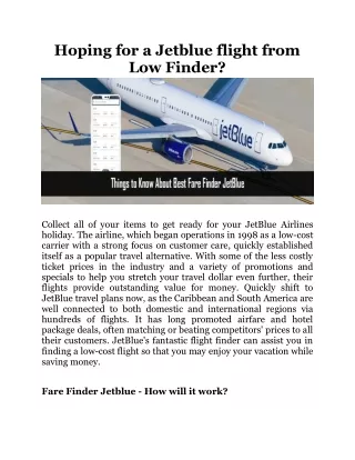 hoping for a jetblue flight from low finder
