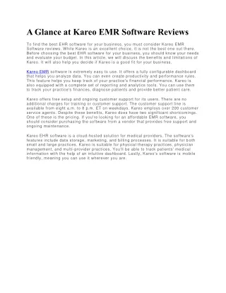 a glance at kareo emr software reviews