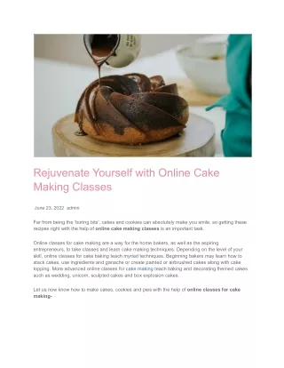 Rejuvenate Yourself with Online Cake Making Classes