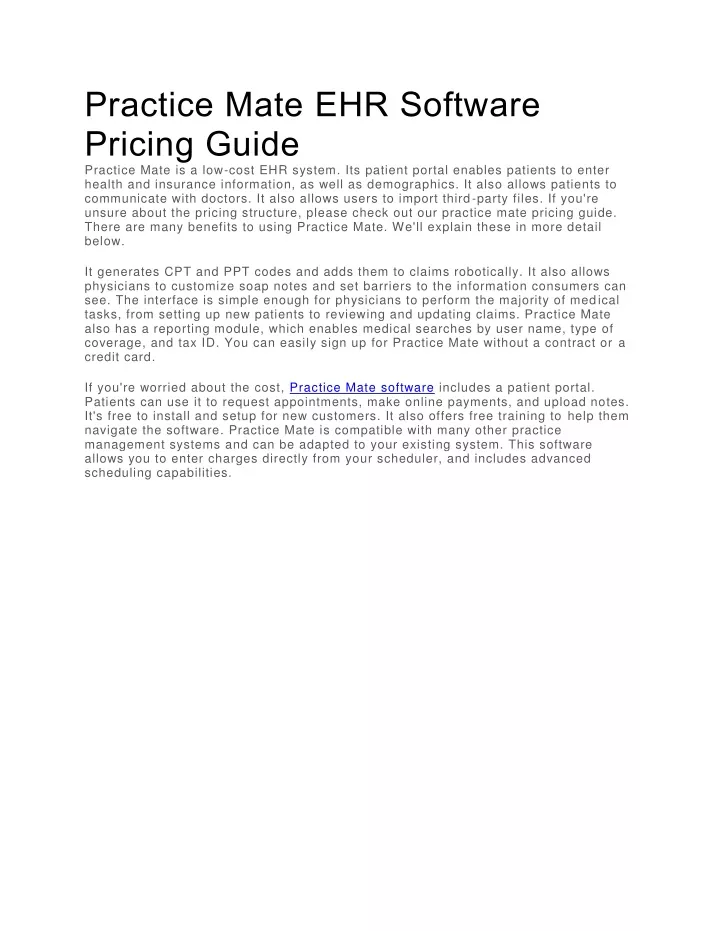 practice mate ehr software pricing guide practice