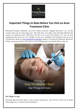 Important Things to Note Before You Visit an Acne Treatment Clinic