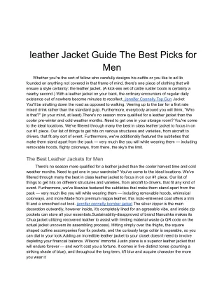 leather jacket guide the best picks for men