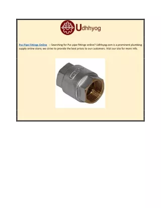 Pvc Pipe Fittings Online | Udhhyog.com