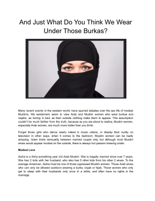 And Just What Do You Think We Wear Under Those Burkas